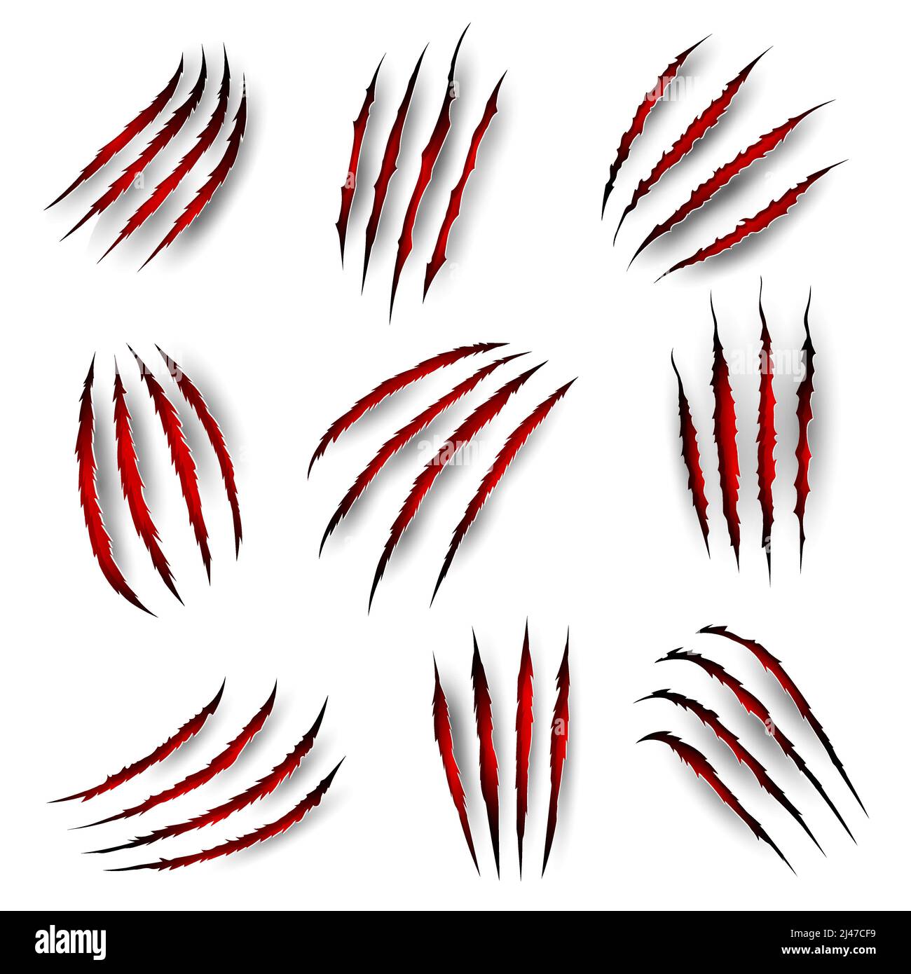 Black claws scratch. Monster, beast bite. Fight scar. (Full Vector) vector  de Stock