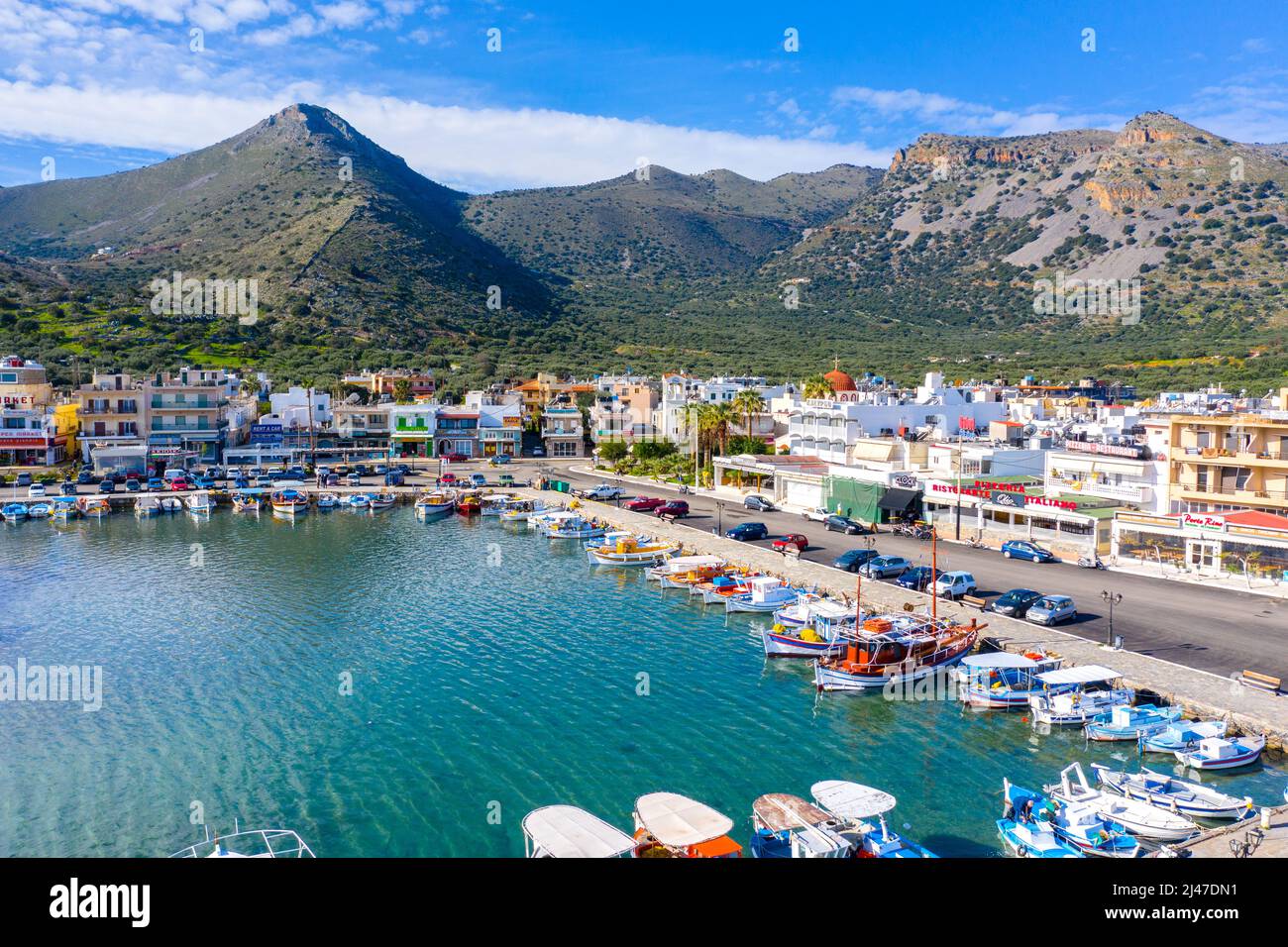 peaceful gulf of Elounda, Crete, Greece. Stock Photo