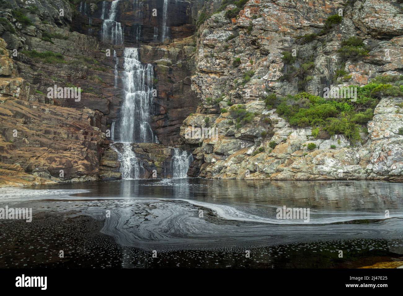 The Jerling River Waterfall, which is on first day ion The Otter Trail, in the Western Cape of South Africa. Stock Photo