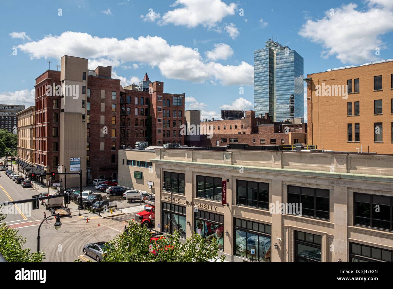 The view from the the parking garage on Commercial Street in Worcester, Massachusetts Stock Photo