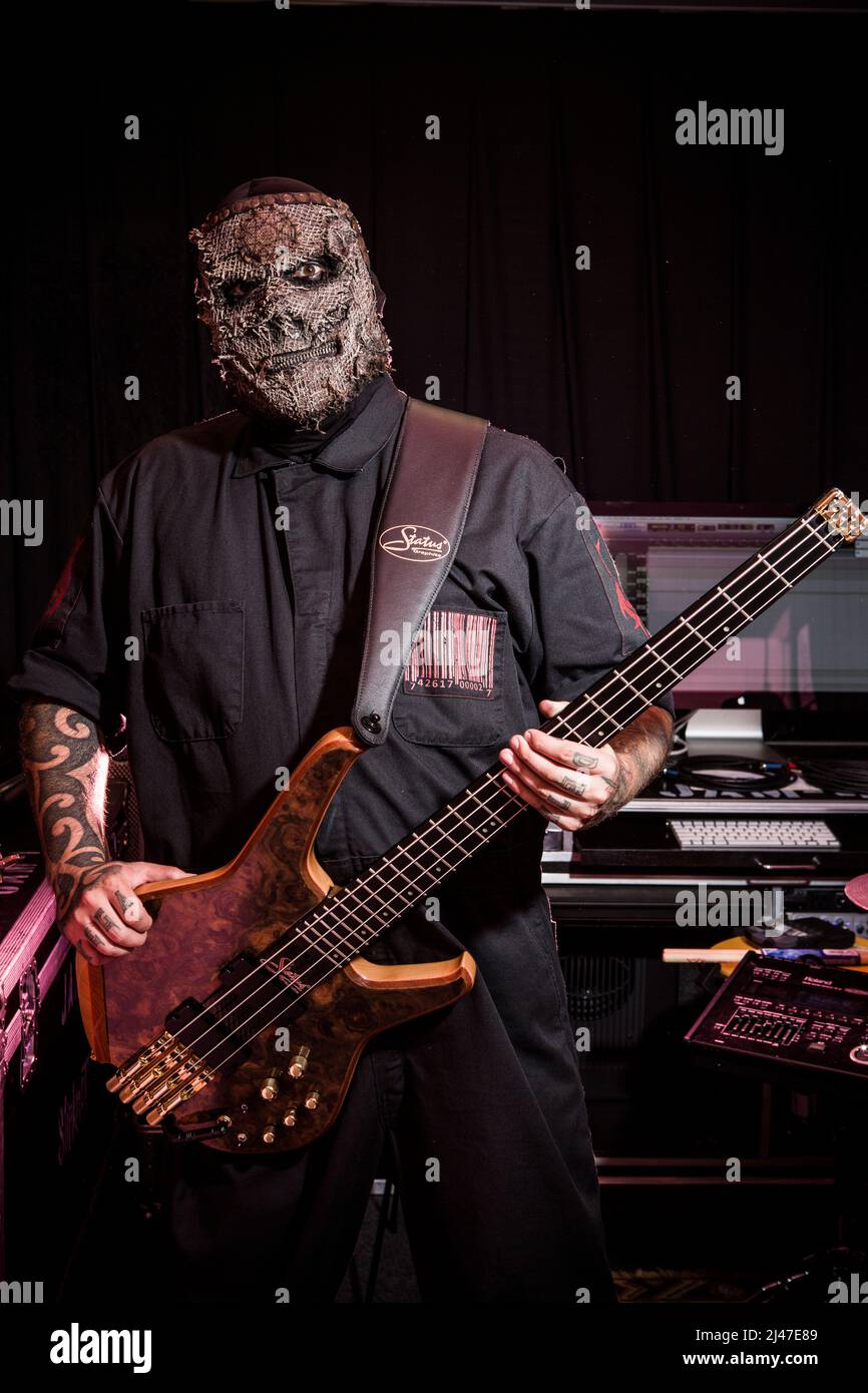 Slipknot bass player Alessandro "Alex" Venturella backstage at Download  Festival Stock Photo - Alamy
