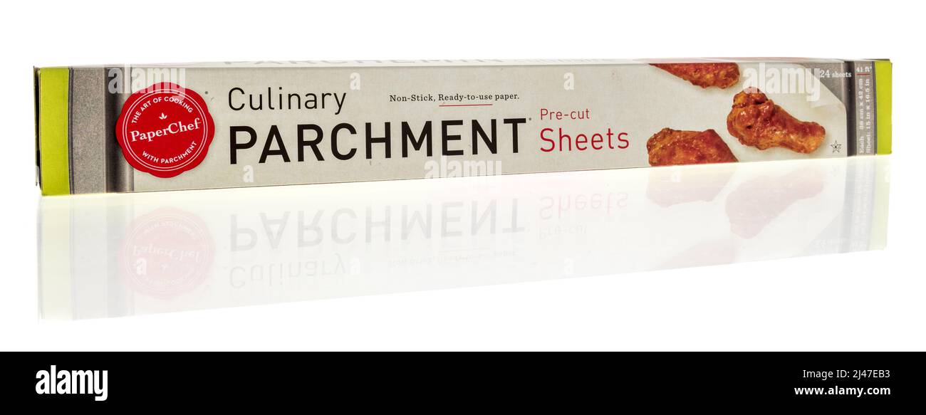 Winneconne, WI -10 April 2022: A package of Paperchef culinary parchment paper sheets on an isolated background Stock Photo