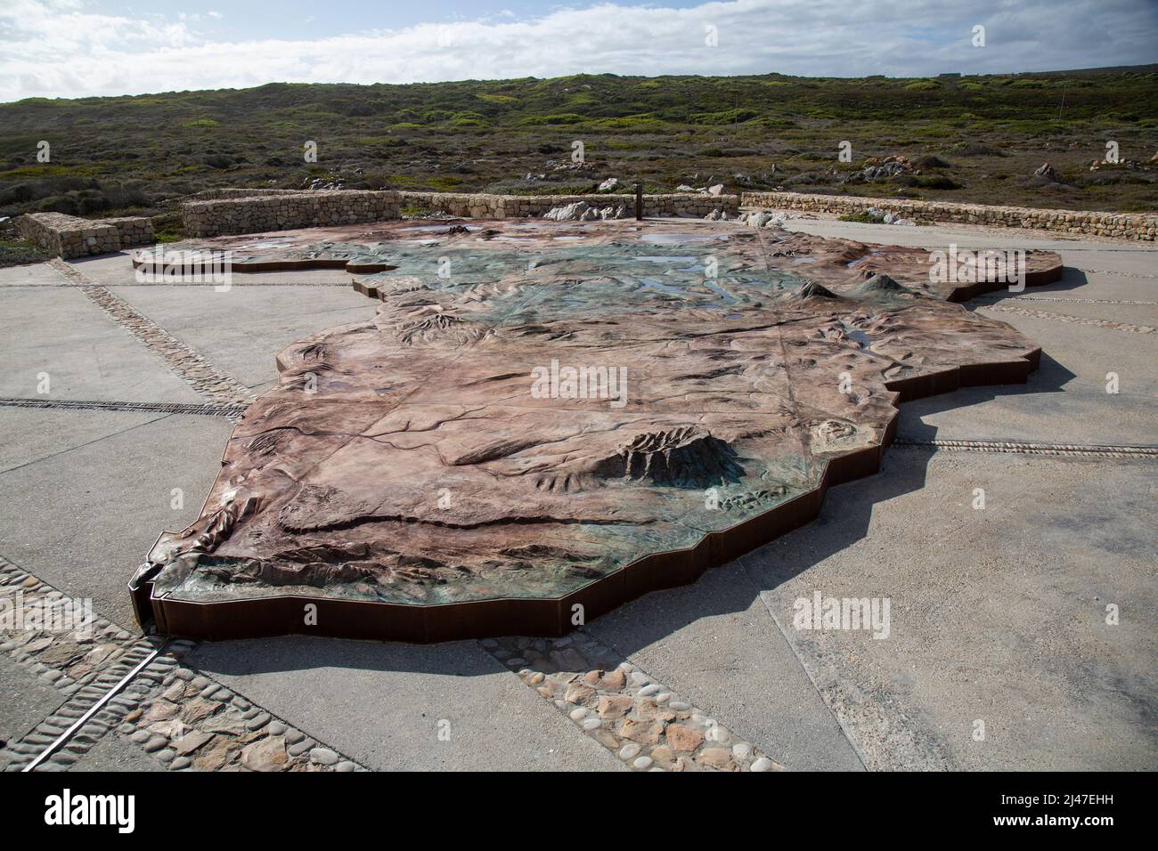 The Map Of Africa Monument at Cape Agulhas in South Africa. Stock Photo