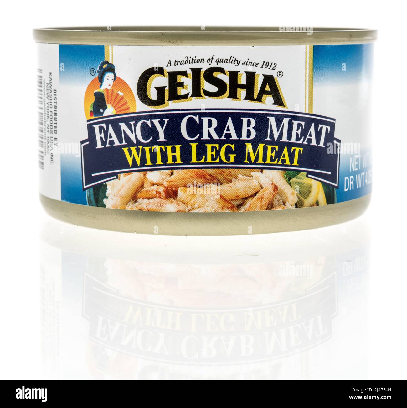 Winneconne, WI -10 April 2022: A can of Geisha fancy crab meat on an isolated background Stock Photo