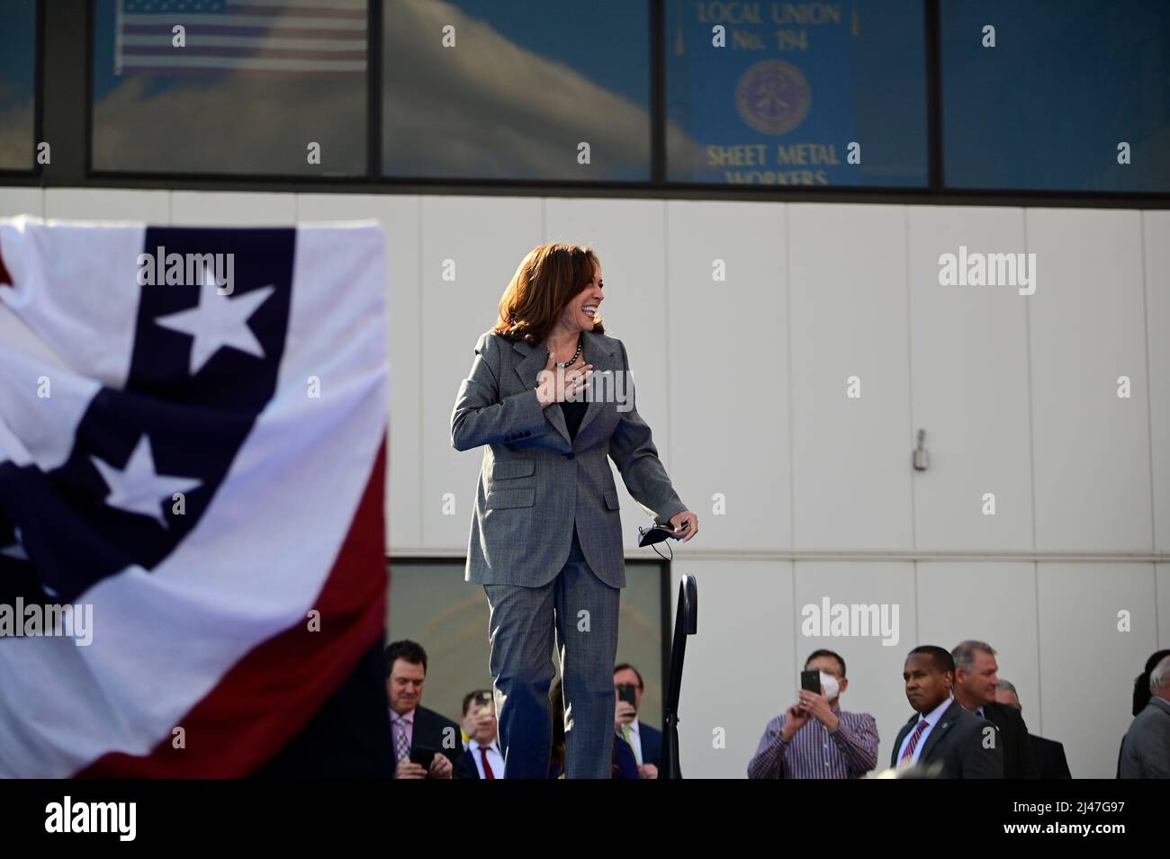 Pennsylvania, USA, 12 April 2022. United States Vice President Kamala