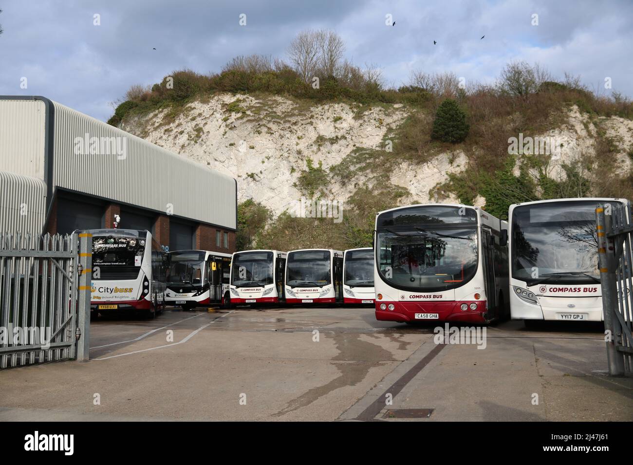 COMPASS TRAVEL BUS DEPOT IN LEWES UK Stock Photo