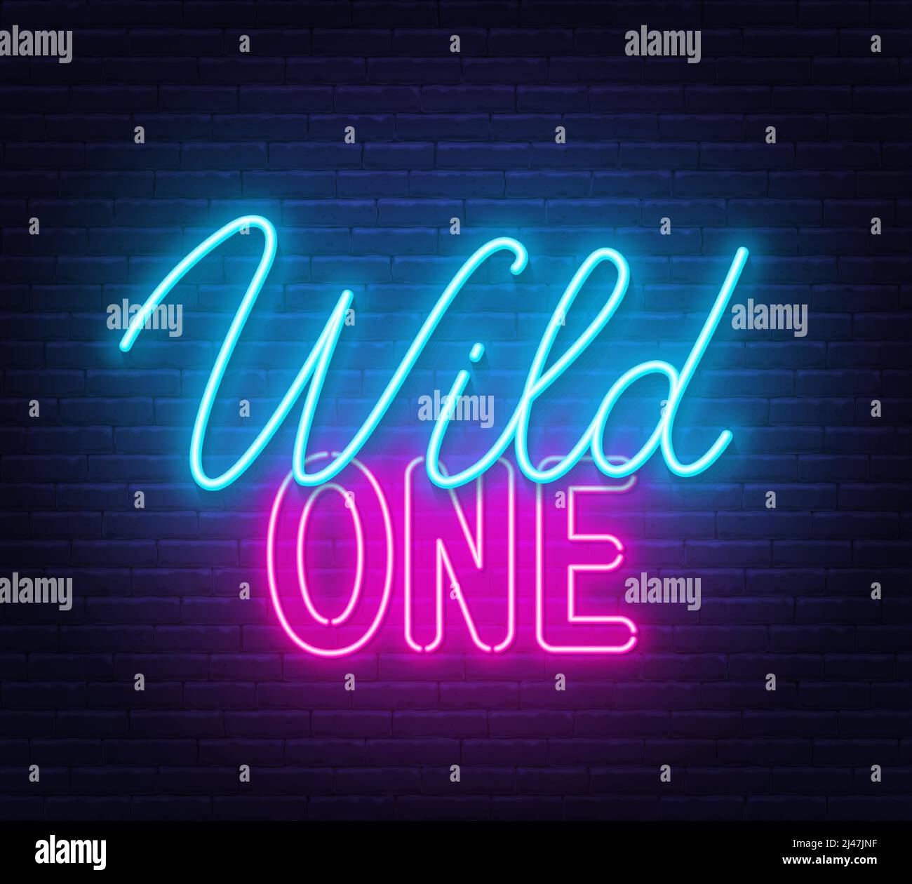 Wild One neon lettering on brick wall background Stock Vector Image ...