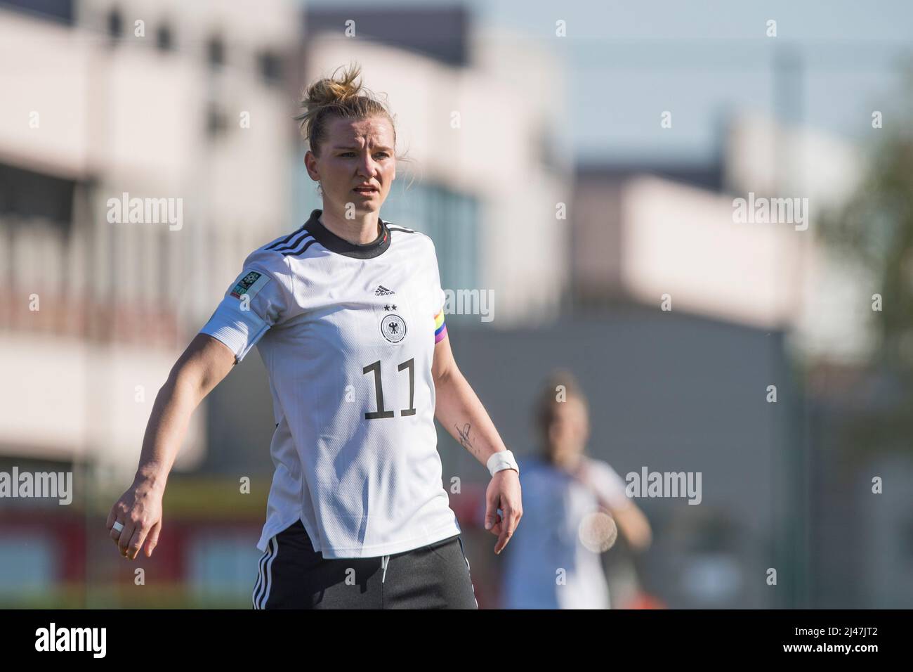 Stara Pazova, Serbia, 12th April 2022. Alexandra Popp of Germany reacts during the Group H - FIFA Women's World Cup 2023 Qualifier match between Serbia v Germany in Stara Pazova, Serbia. April 12, 2022. Credit: Nikola Krstic/Alamy Stock Photo