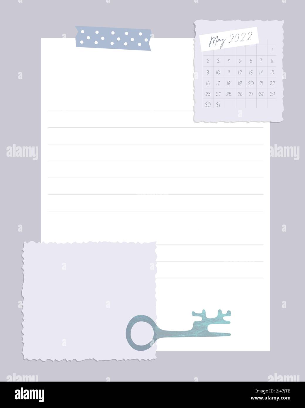 Reminders Template witch Calendar May 2022 To do list, scrapbooking, ideas, notes, plans, vintage. Vector illustration Stock Vector