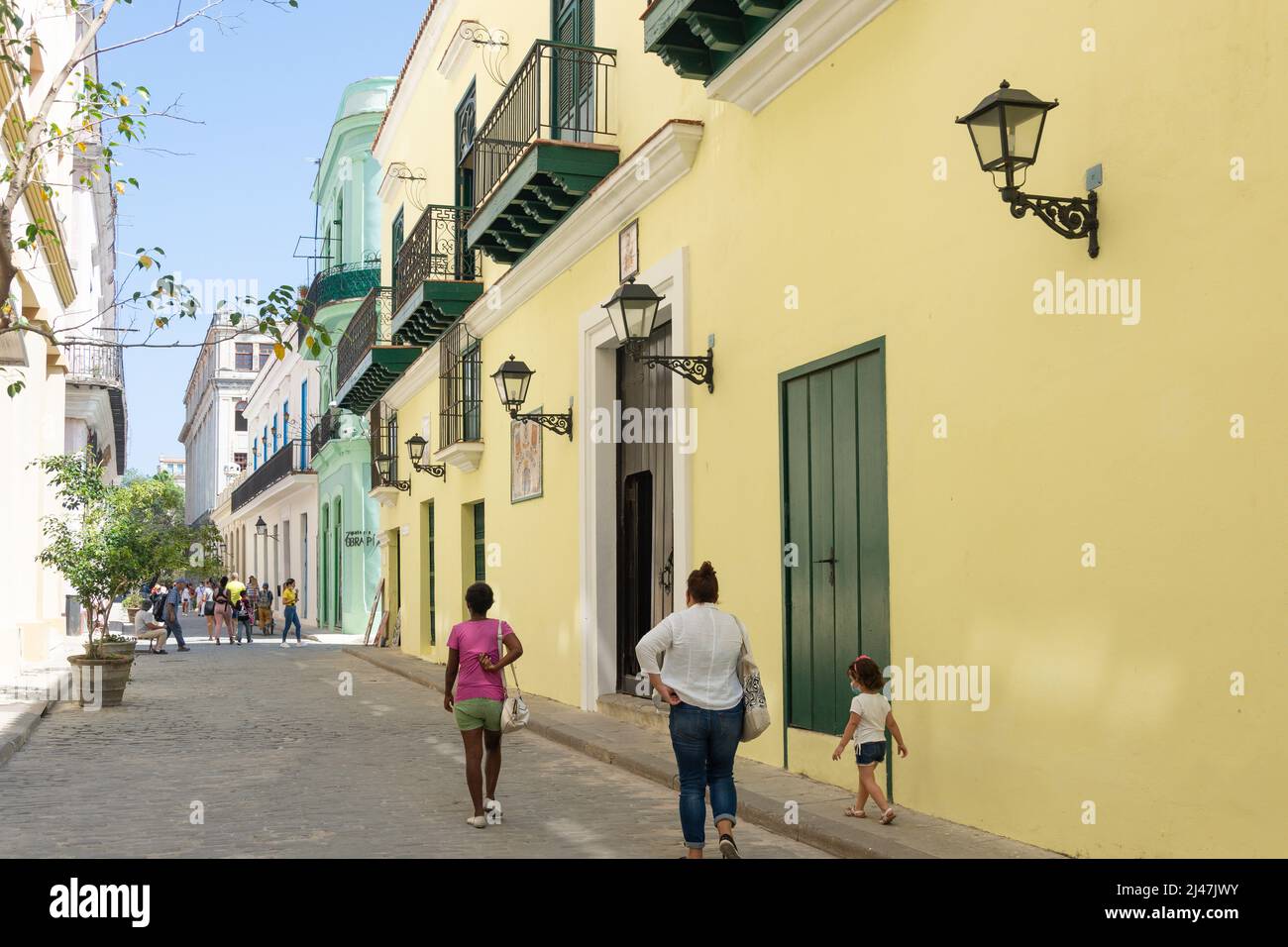 Colourful street, Oficios, Old Havana, Havana, La Habana, Republic of Cuba Stock Photo