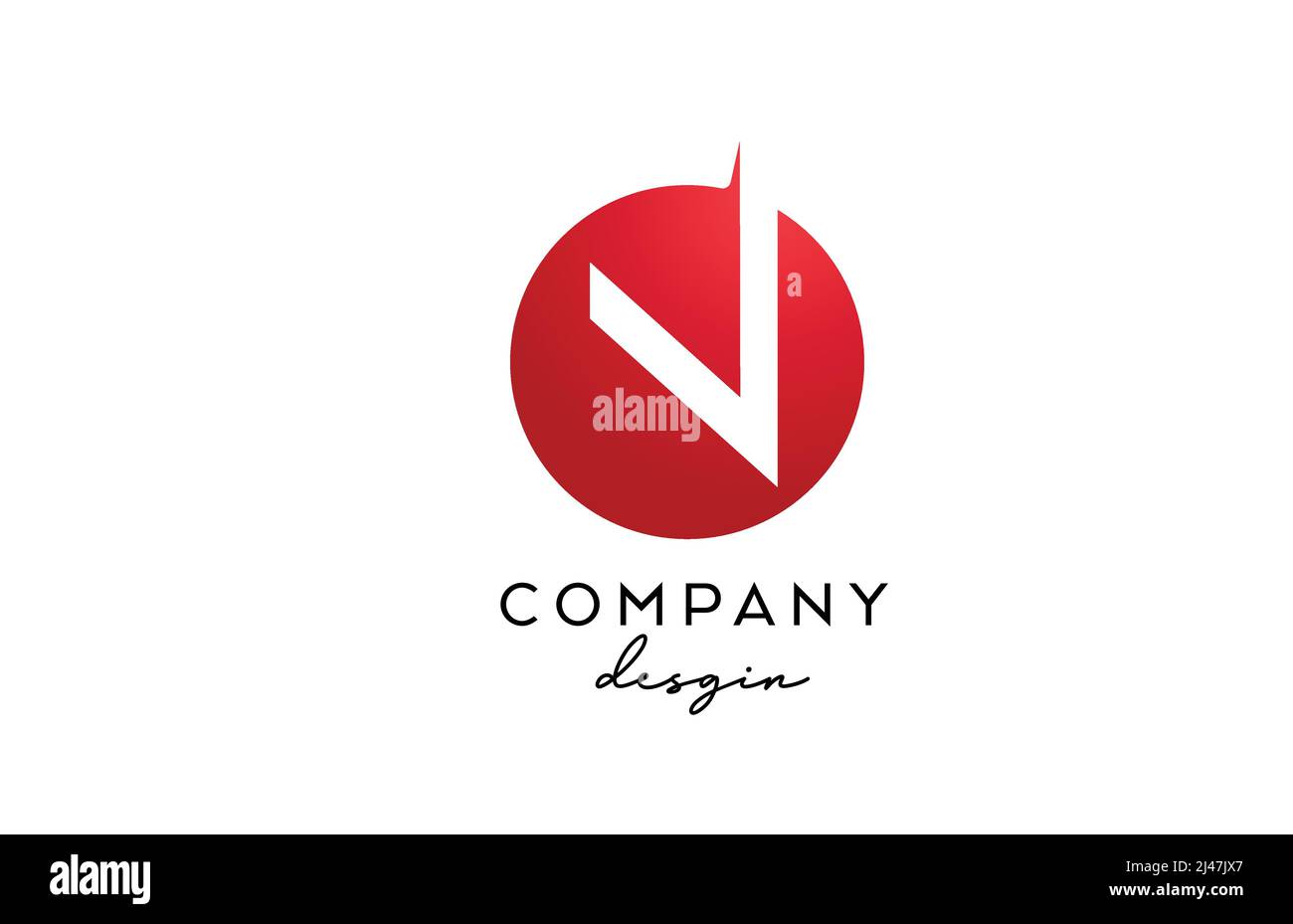 red N alphabet letter logo icon with circle design. Creative template ...