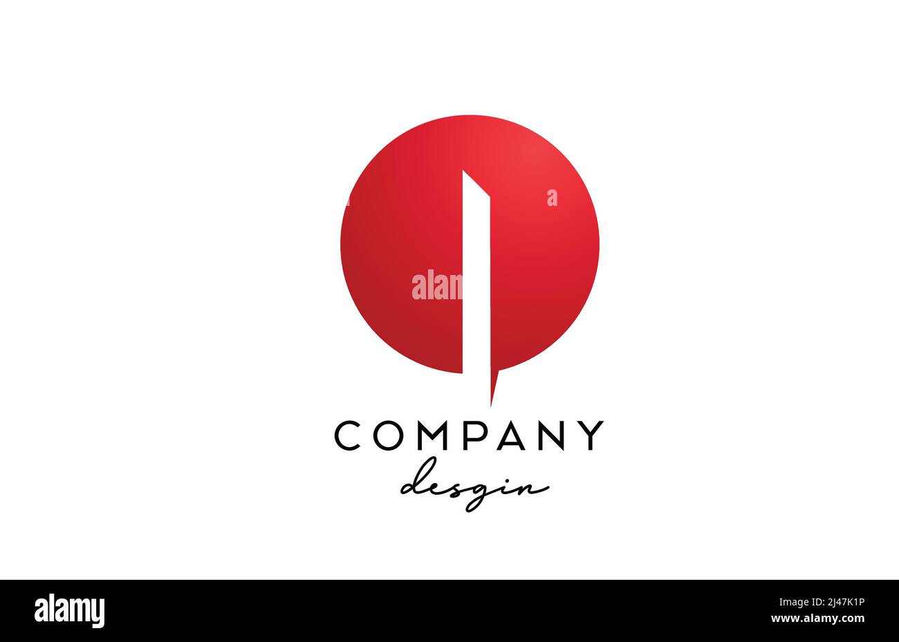 red I alphabet letter logo icon with circle design. Creative template ...