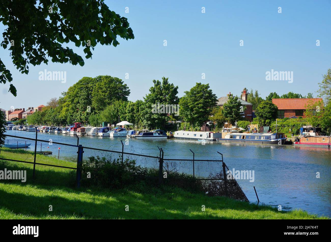 View of the river Witham with boats moored on Gateway marina. Stock Photo