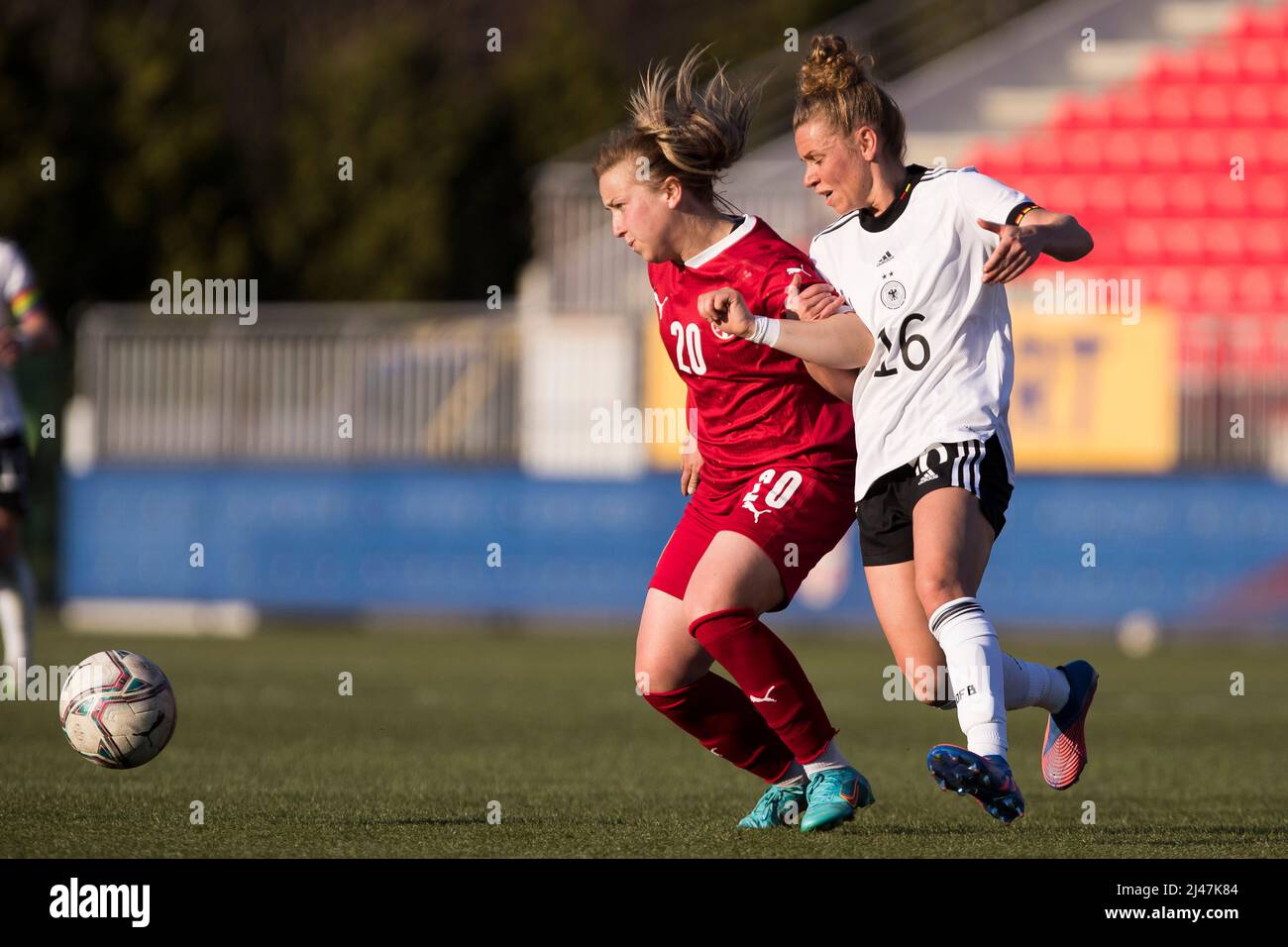 Stara Pazova, Serbia, 12th April 2022. Linda Dallmann of Germany in action during the Group H - FIFA Women's World Cup 2023 Qualifier match between Serbia v Germany in Stara Pazova, Serbia. April 12, 2022. Credit: Nikola Krstic/Alamy Stock Photo