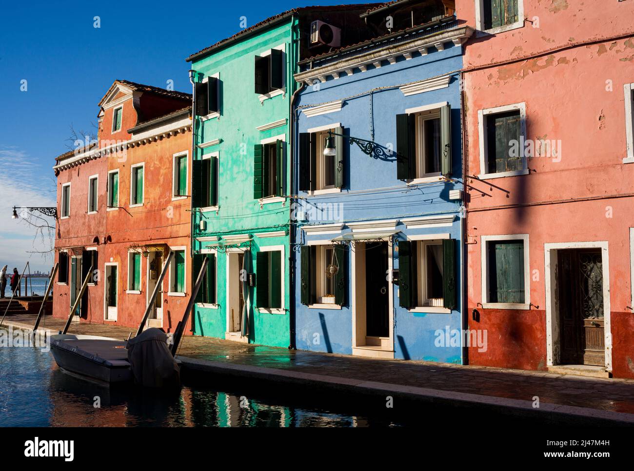 View of the Colorful houses of Burano island, Venice. italy Stock Photo