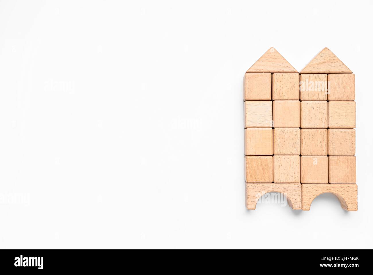 Wooden cubes on white background Stock Photo - Alamy