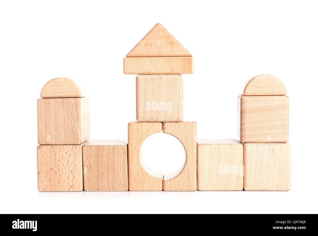 Wooden cubes and blocks on white background Stock Photo - Alamy
