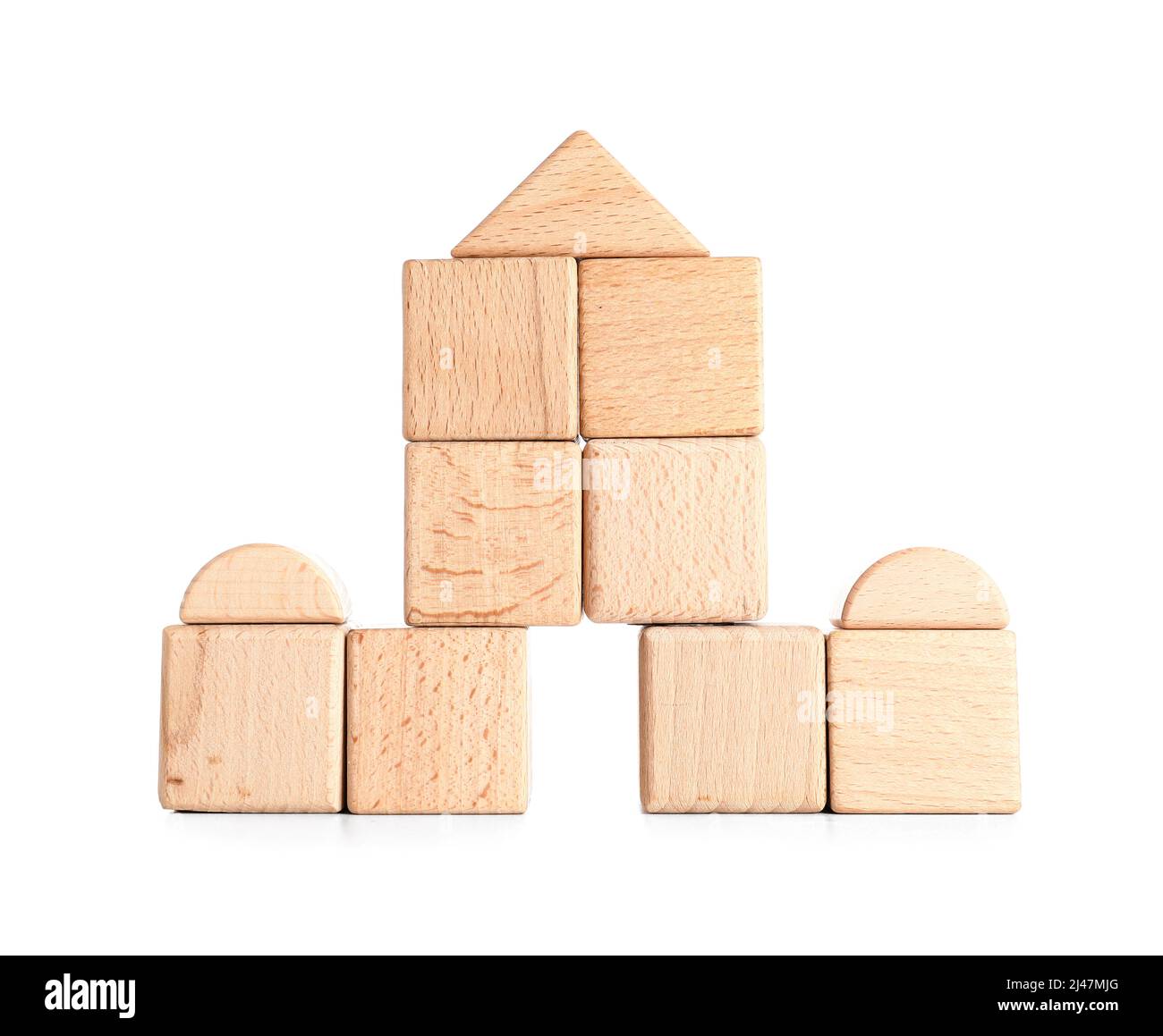 Wooden cubes and blocks on white background Stock Photo - Alamy