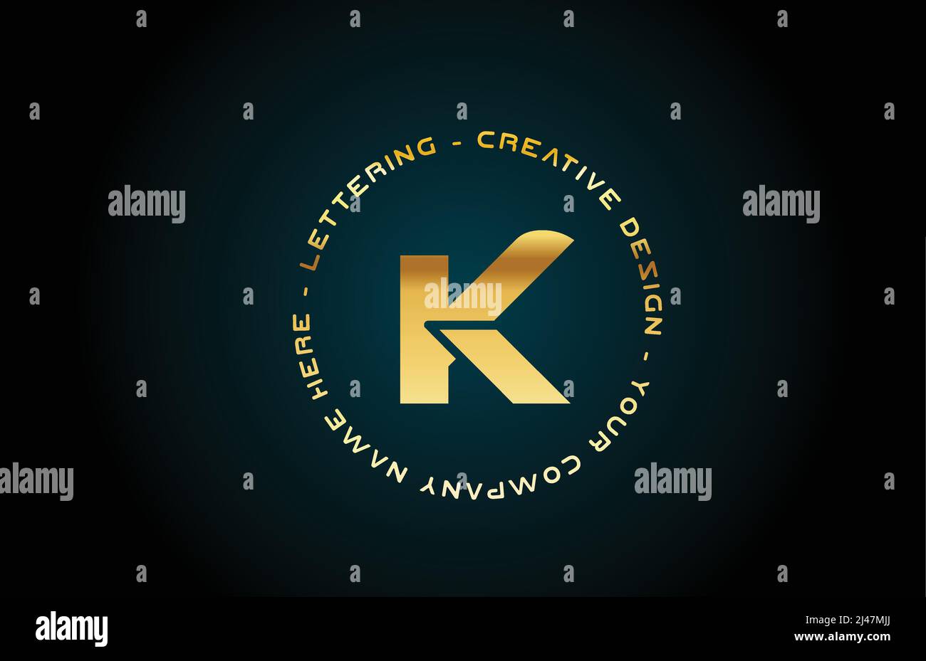 gold K alphabet letter logo icon design with text. Golden creative ...