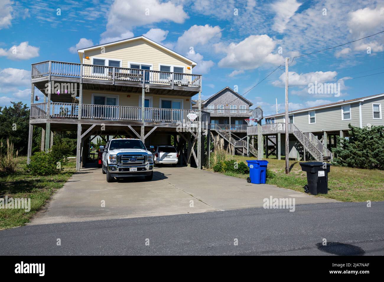 Outer Banks, Avon, North Carolina. Houses Built on Stilts to avoid