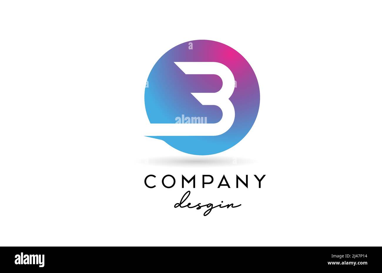 pink blue B alphabet letter logo icon with circle design. Creative ...