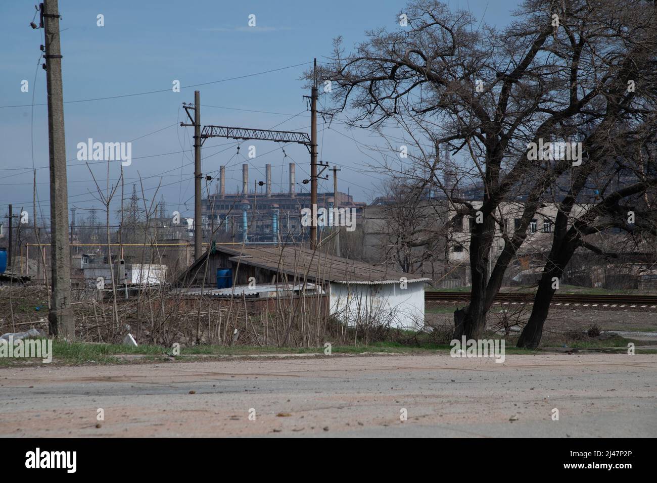 Mariupol, Ukraine. 9th Apr, 2022. Mariupol's Azovstal steel plant is