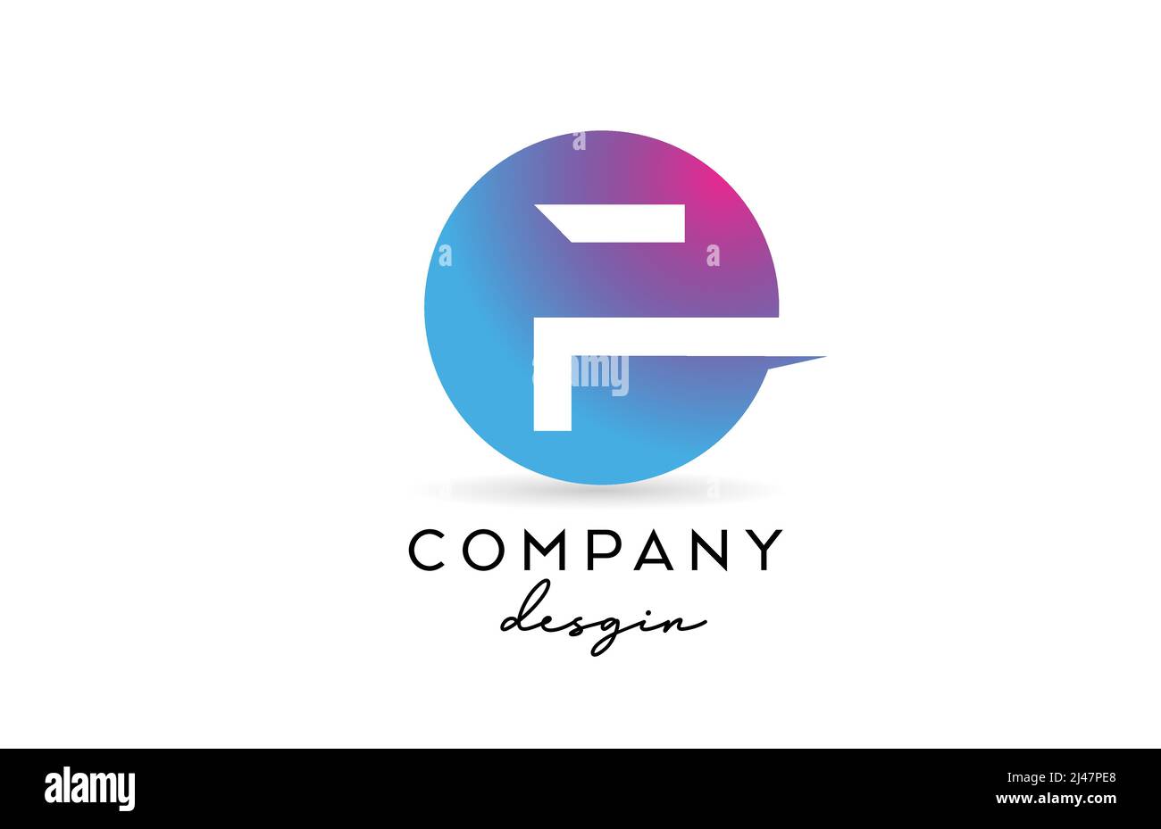 pink blue F alphabet letter logo icon with circle design. Creative ...
