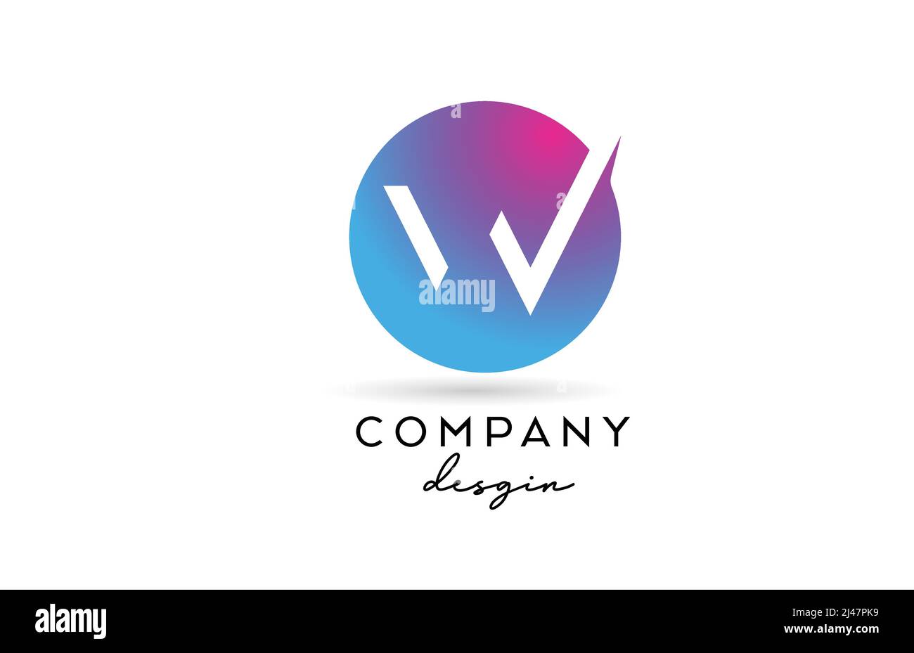 pink blue W alphabet letter logo icon with circle design. Creative ...
