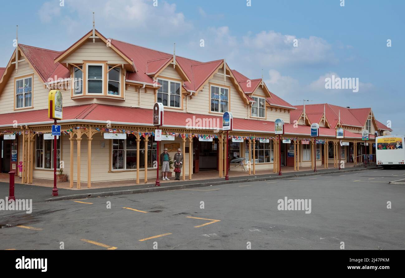 Ferry Terminal and Bus Stop, Paihia, north island, New Zealand. Stock Photo