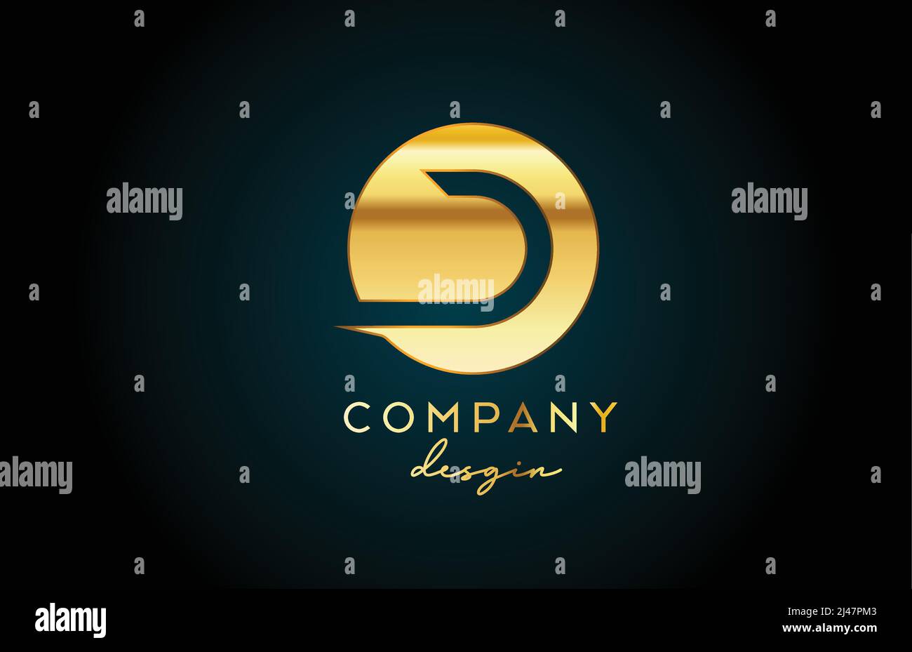 Gold D alphabet letter logo icon with circle design. Golden creative ...