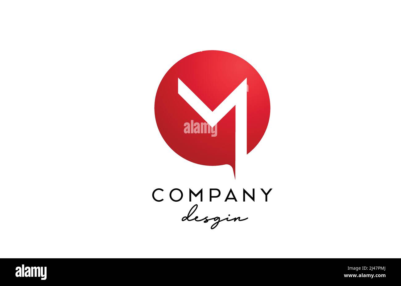 red M alphabet letter logo icon with circle design. Creative template ...