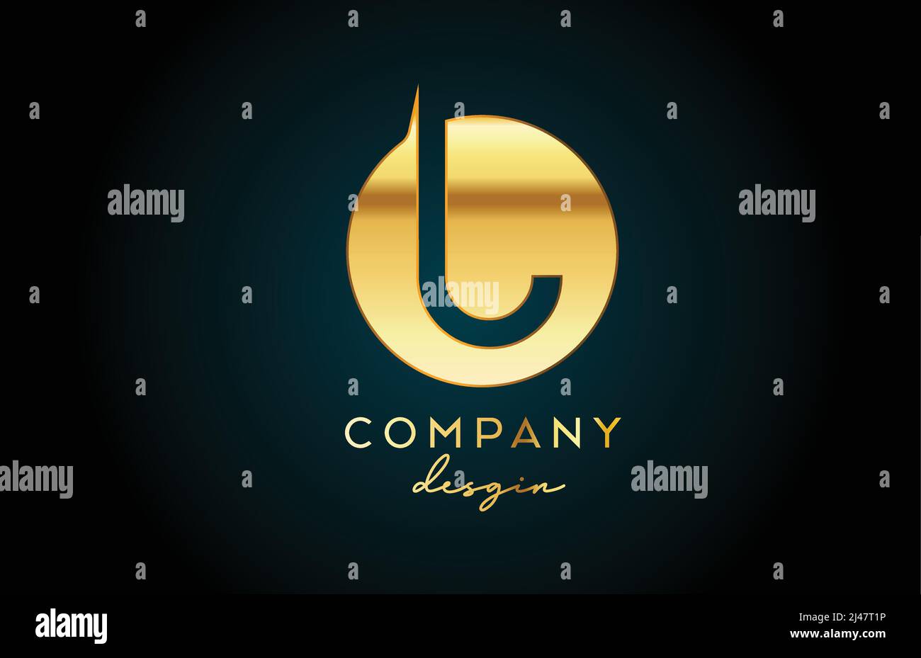 Gold U alphabet letter logo icon with circle design. Golden creative ...
