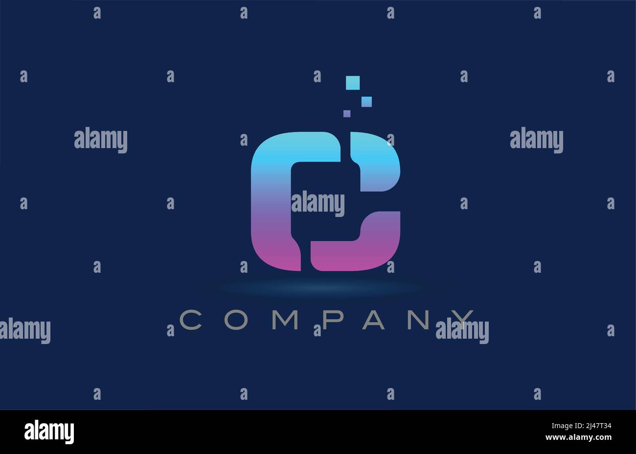 pink blue C alphabet letter logo icon design. Creative template for ...