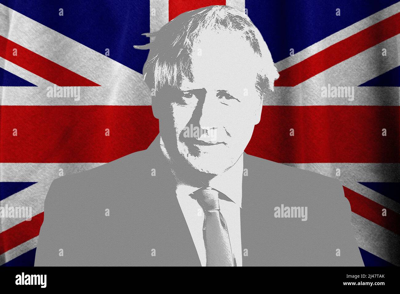 Boris Johnson and United Kingdom flag (UK) Stock Photo