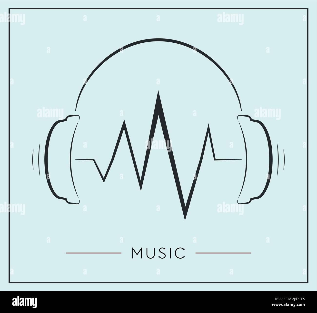 Headphones Icon With Sound Wave Beats Headphones Icon With Sound Wave Beats. Dj. Podcast, Music lover, Music Album Cover Stock Vector