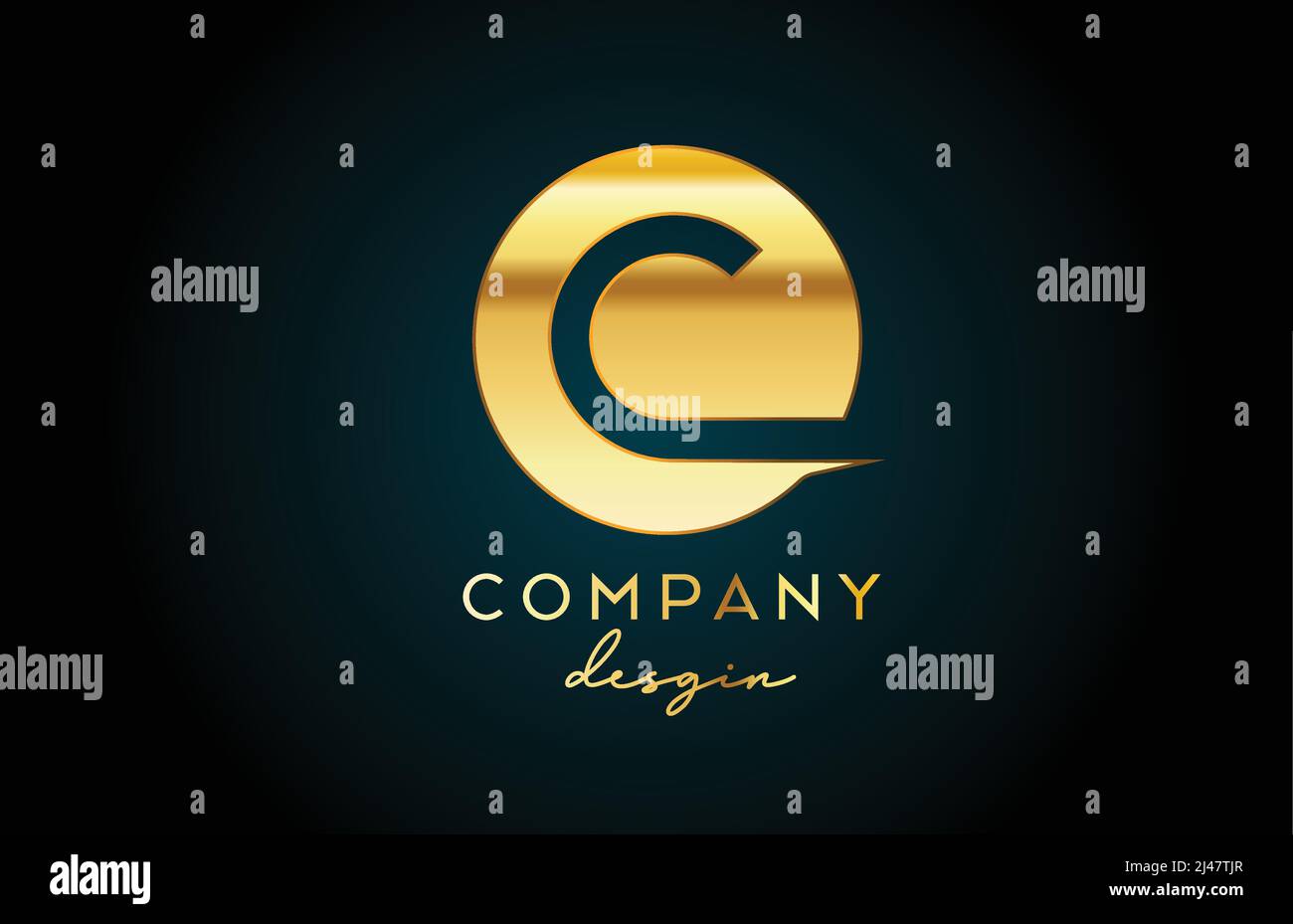 Gold C alphabet letter logo icon with circle design. Golden creative ...