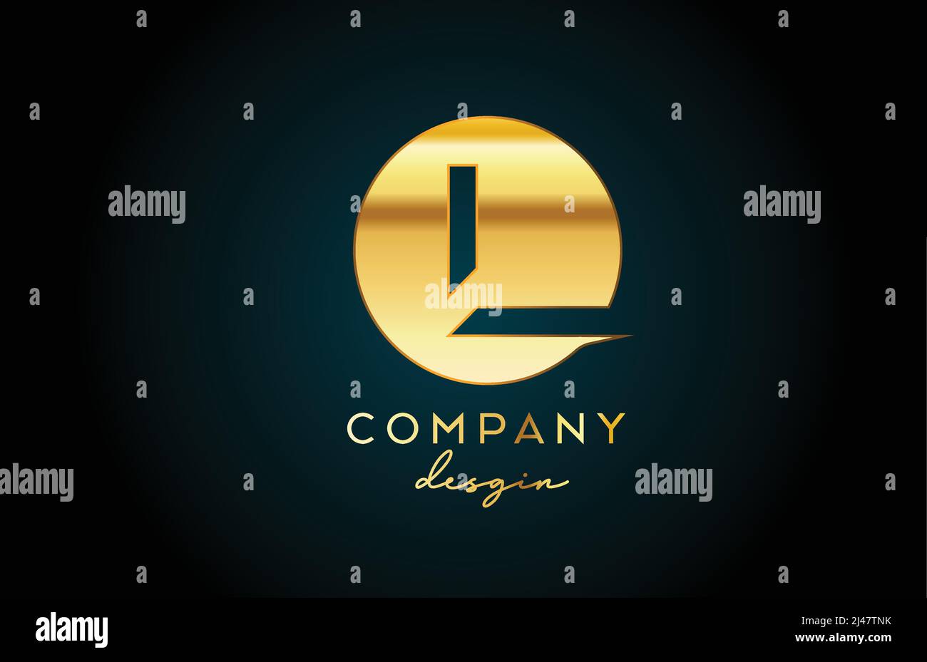 Gold L alphabet letter logo icon with circle design. Golden creative ...