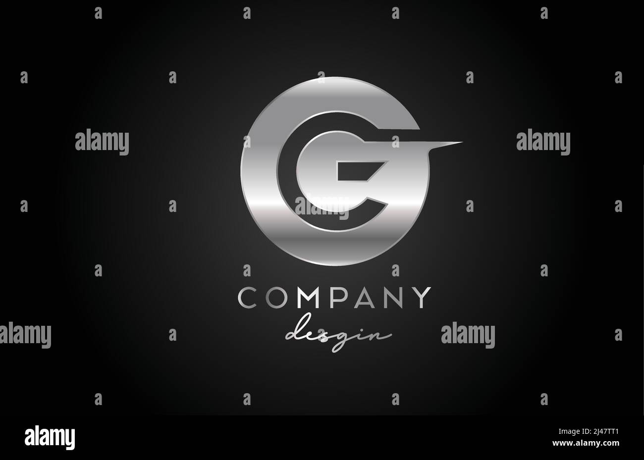 G silver grey alphabet letter logo icon with circle design. Metal ...