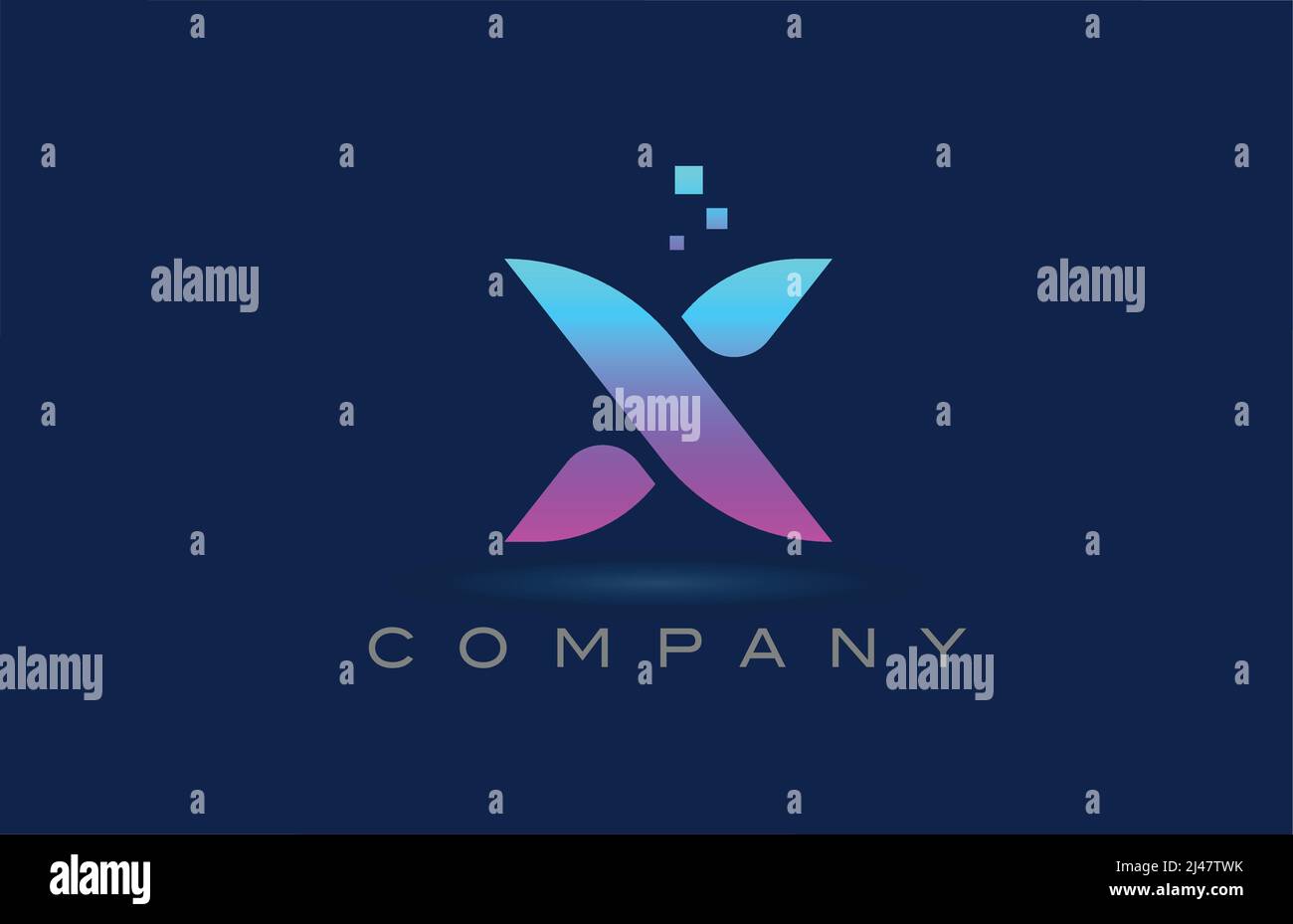 pink blue X alphabet letter logo icon design. Creative template for ...