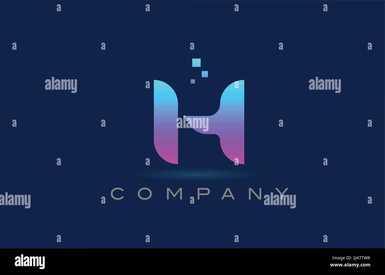 pink blue H alphabet letter logo icon design. Creative template for