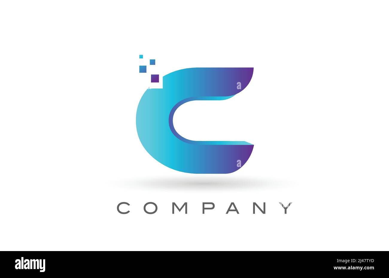 C alphabet letter logo icon design with blue dot. Creative template for ...