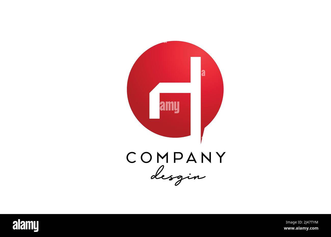 red H alphabet letter logo icon with circle design. Creative template