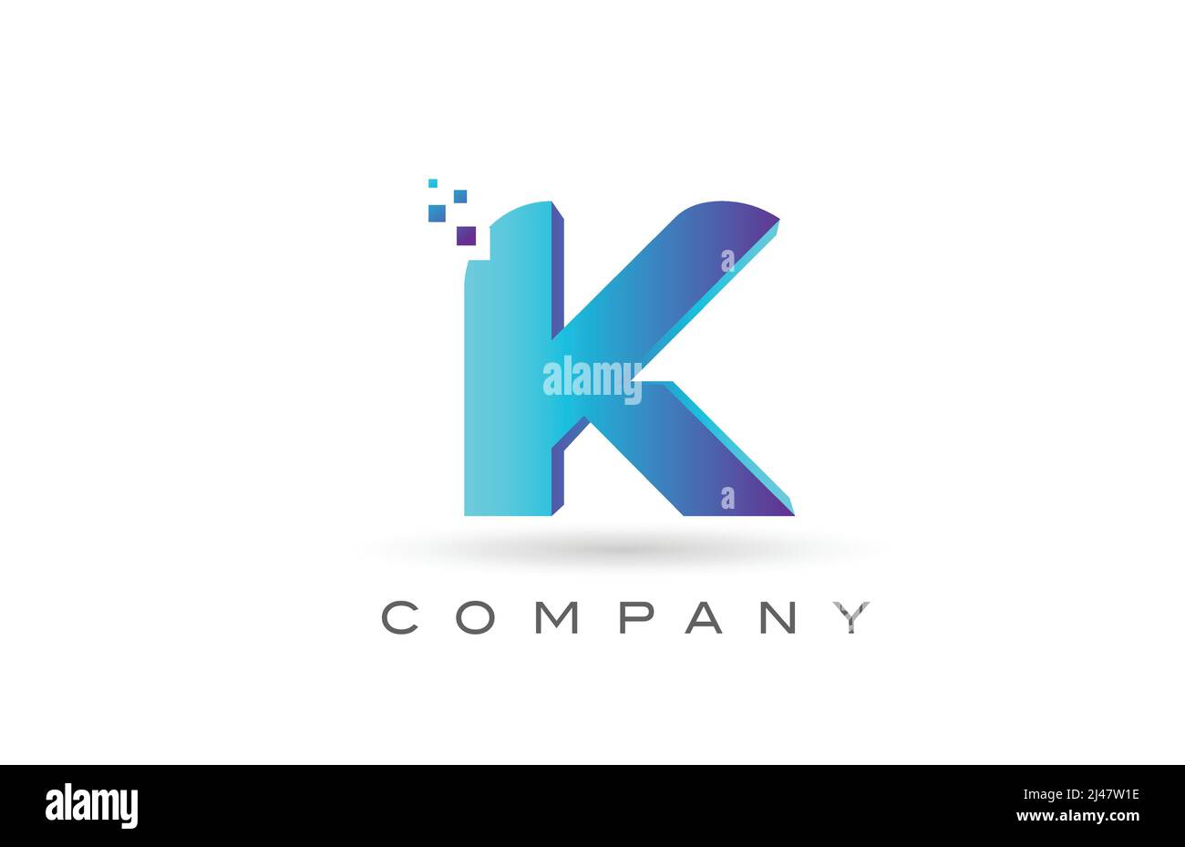 K alphabet letter logo icon design with blue dot. Creative template for ...