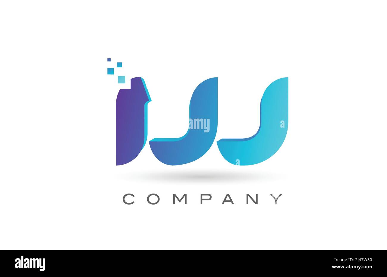 W alphabet letter logo icon design with blue dot. Creative template for ...