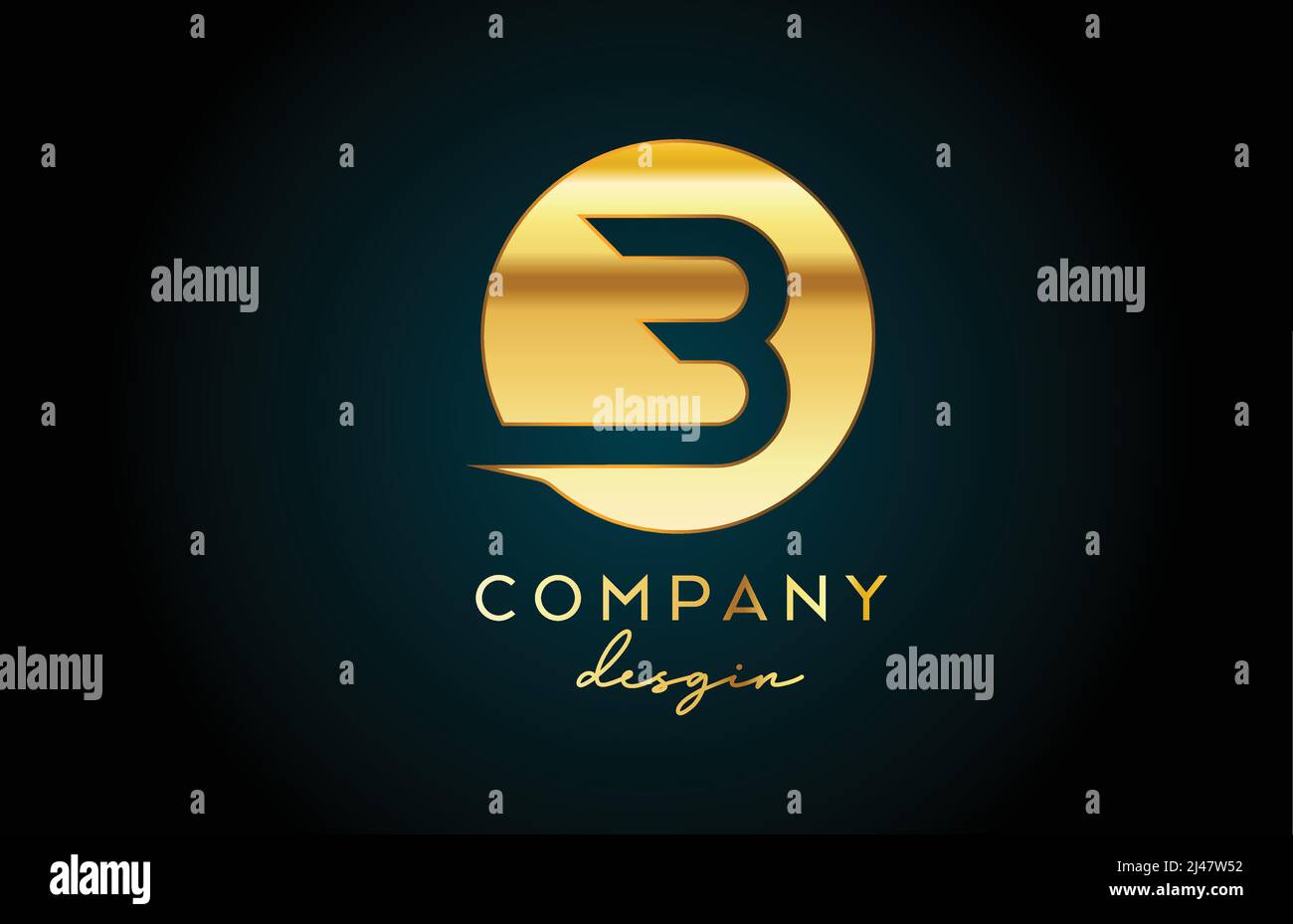 Gold B alphabet letter logo icon with circle design. Golden creative ...