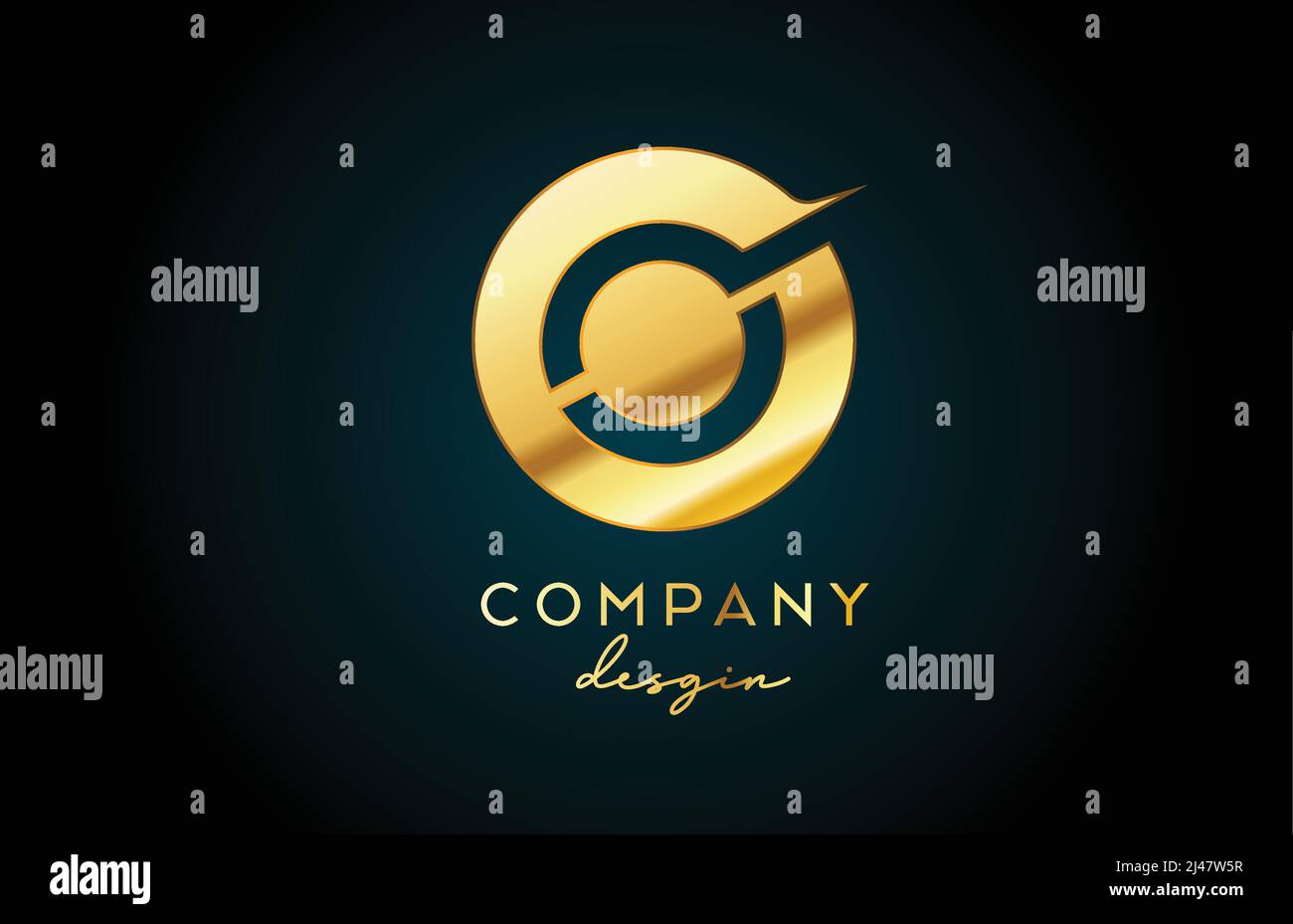 Gold O alphabet letter logo icon with circle design. Golden creative ...