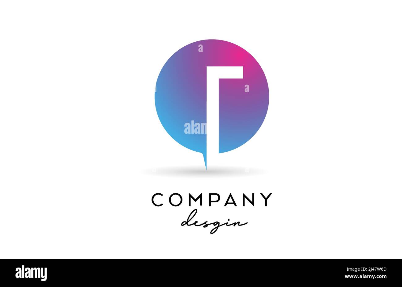 pink blue T alphabet letter logo icon with circle design. Creative ...