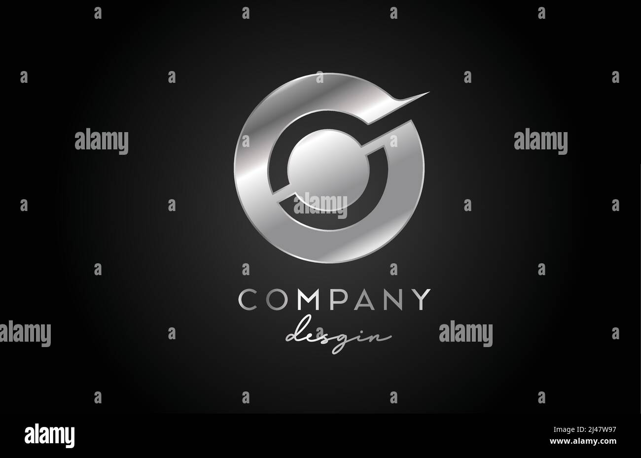 O silver grey alphabet letter logo icon with circle design. Metal ...