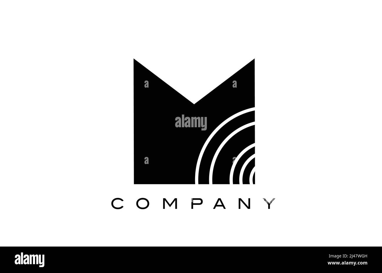 black and white geometric M alphabet letter logo icon design. Creative ...