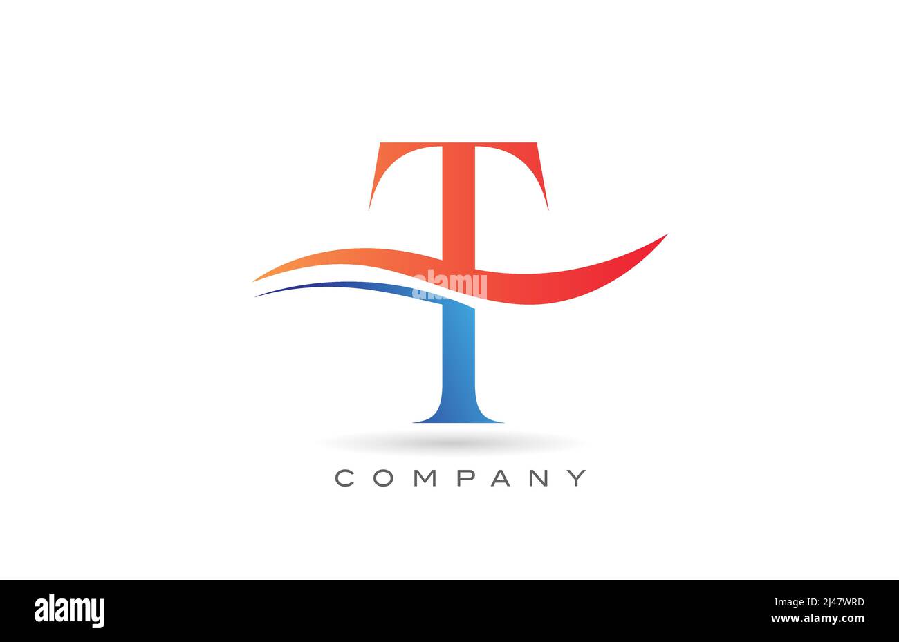 orange blue T alphabet letter logo design. Creative icon template for ...